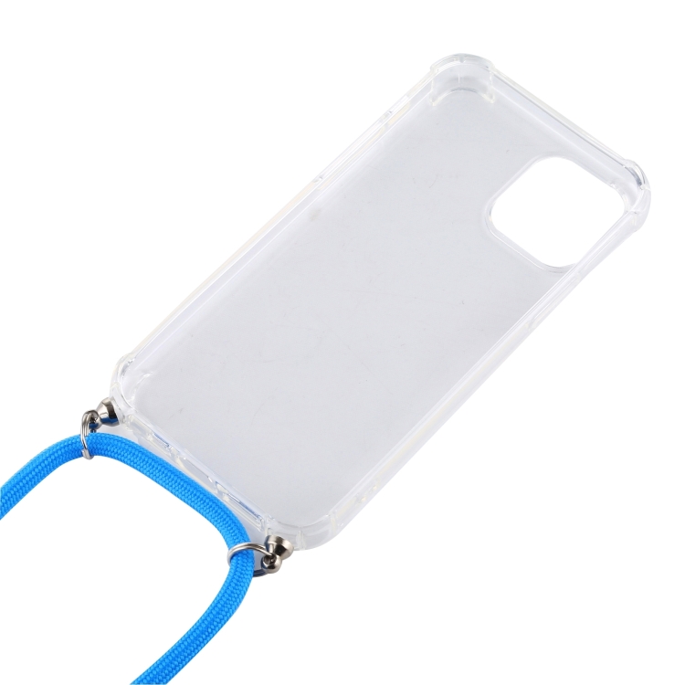 For iPhone 15 Pro Four-Corner Shockproof Transparent TPU Case with Lanyard(Purple) For iPhone 15 Pro Four-Corner Shockproof Transparent TPU Case with Lanyard(Purple)