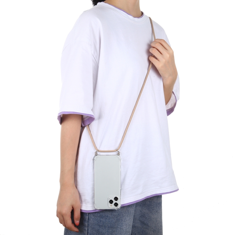 For iPhone 15 Pro Four-Corner Shockproof Transparent TPU Case with Lanyard(Purple) For iPhone 15 Pro Four-Corner Shockproof Transparent TPU Case with Lanyard(Purple)