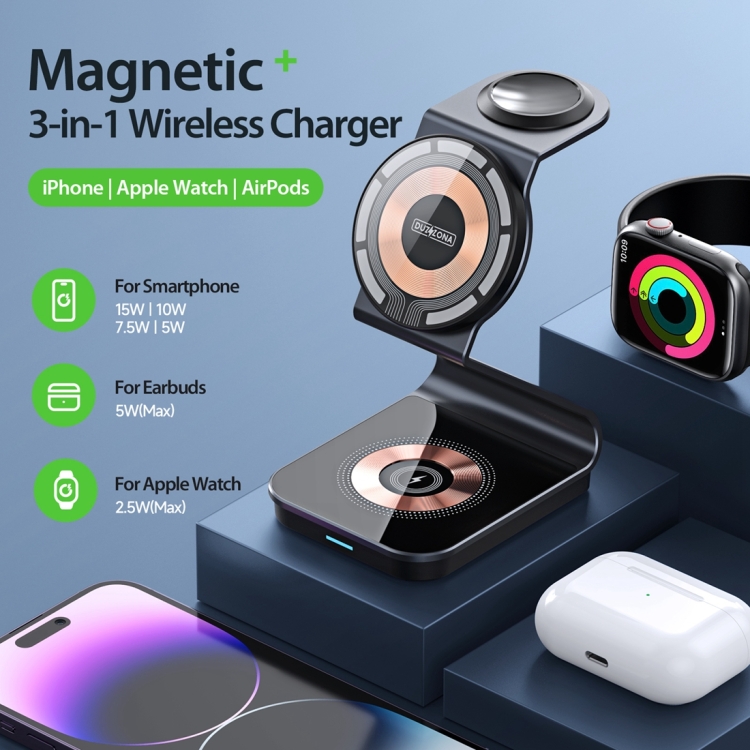 DUZZONA W15 15W 3 in 1 Transparent Magnetic Suction Wireless Charging Stand DUZZONA W15 15W 3 in 1 Transparent Magnetic Suction Wireless Charging Stand
