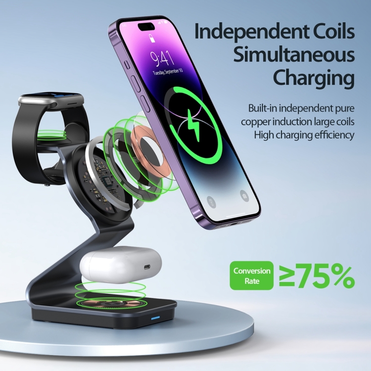 DUZZONA W15 15W 3 in 1 Transparent Magnetic Suction Wireless Charging Stand DUZZONA W15 15W 3 in 1 Transparent Magnetic Suction Wireless Charging Stand