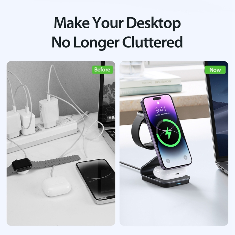 DUZZONA W15 15W 3 in 1 Transparent Magnetic Suction Wireless Charging Stand DUZZONA W15 15W 3 in 1 Transparent Magnetic Suction Wireless Charging Stand