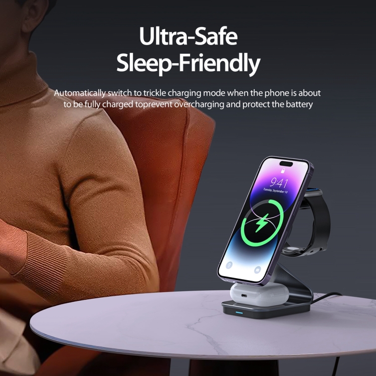 DUZZONA W15 15W 3 in 1 Transparent Magnetic Suction Wireless Charging Stand DUZZONA W15 15W 3 in 1 Transparent Magnetic Suction Wireless Charging Stand