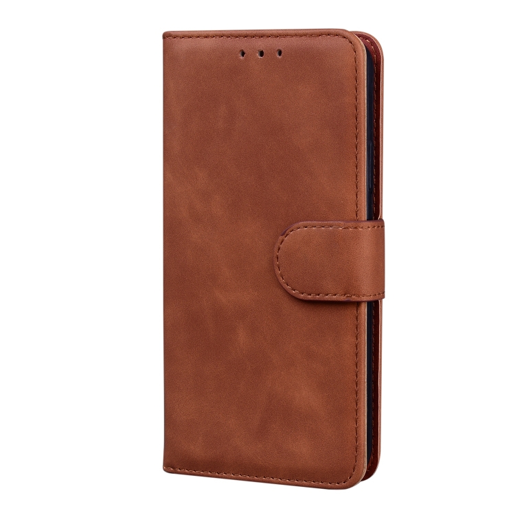 For iPhone 14 Plus Skin Feel Pure Color Flip Leather Phone Case(Brown) For iPhone 14 Plus Skin Feel Pure Color Flip Leather Phone Case(Brown)
