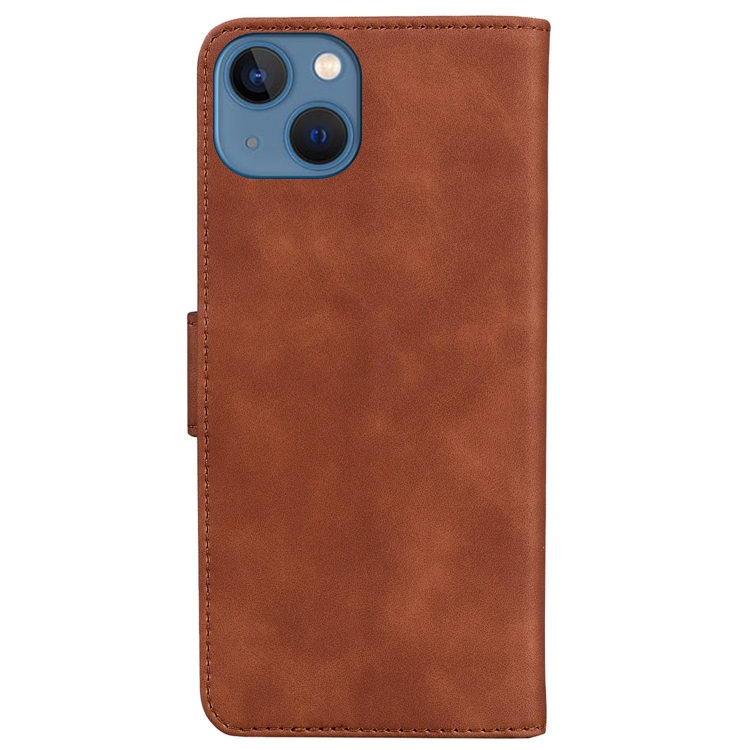 For iPhone 14 Plus Skin Feel Pure Color Flip Leather Phone Case(Brown) For iPhone 14 Plus Skin Feel Pure Color Flip Leather Phone Case(Brown)