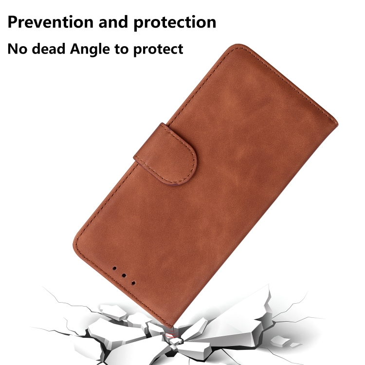 For iPhone 14 Plus Skin Feel Pure Color Flip Leather Phone Case(Brown) For iPhone 14 Plus Skin Feel Pure Color Flip Leather Phone Case(Brown)