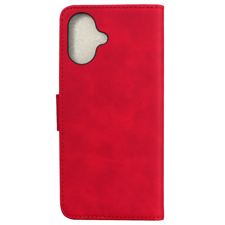 For iPhone 16 Plus Skin Feel Pure Color Flip Leather Phone Case(Red)