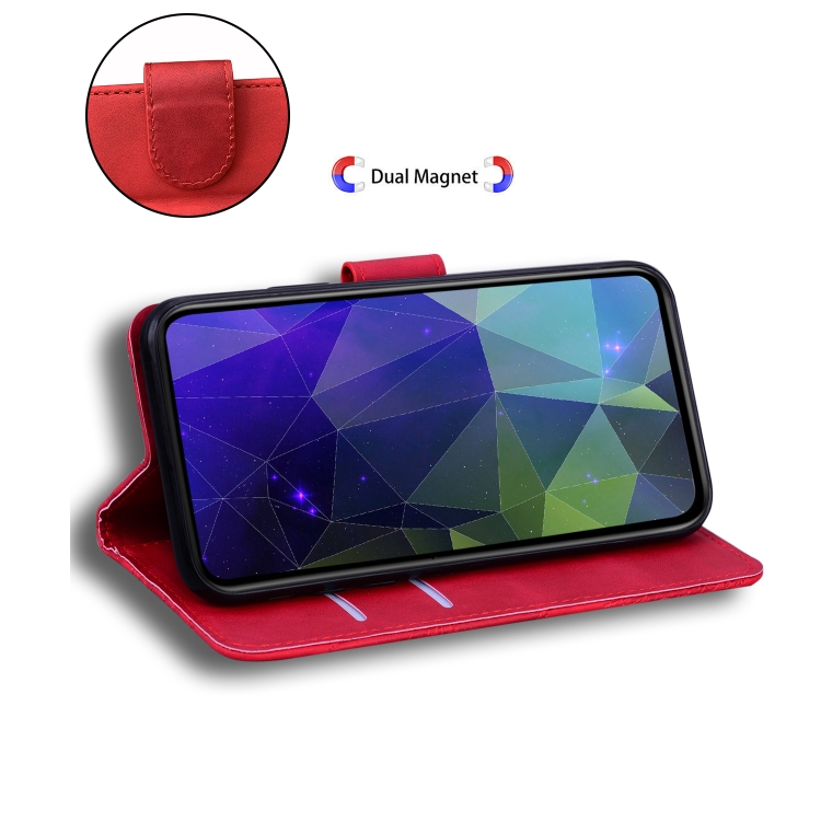 For iPhone 16 Plus Skin Feel Pure Color Flip Leather Phone Case(Red)