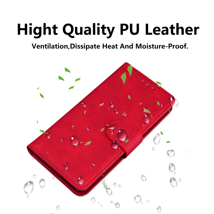 For iPhone 16 Plus Skin Feel Pure Color Flip Leather Phone Case(Red)