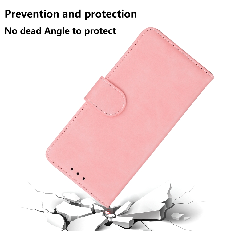 For iPhone 16 Skin Feel Pure Color Flip Leather Phone Case(Pink) For iPhone 16 Skin Feel Pure Color Flip Leather Phone Case(Pink)