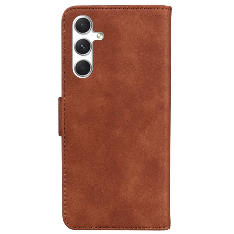 For Samsung Galaxy S24 5G Skin Feel Pure Color Flip Leather Phone Case(Brown) For Samsung Galaxy S24 5G Skin Feel Pure Color Flip Leather Phone Case(Brown)