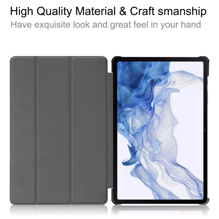 For Samsung Galaxy Tab S9 Custer Pure Color 3-Fold Holder Smart Leather Tablet Case(Dark Blue) For Samsung Galaxy Tab S9 Custer Pure Color 3-Fold Holder Smart Leather Tablet Case(Dark Blue)