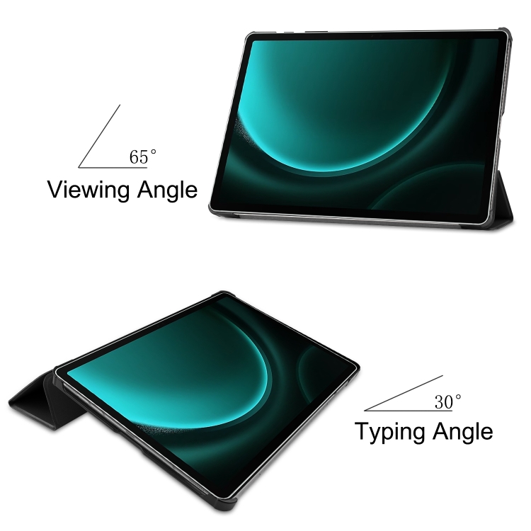 For Samsung Galaxy Tab S9 FE+ / S10+ Custer Pure Color 3-Fold Holder Smart Leather Tablet Case(Black) For Samsung Galaxy Tab S9 FE+ / S10+ Custer Pure Color 3-Fold Holder Smart Leather Tablet Case(Black)