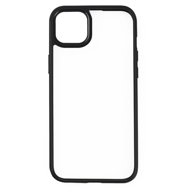 For iPhone 15 Plus Frosted TPU + Transparent PC Phone Case(Black)