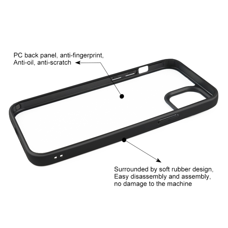 For iPhone 15 Plus Frosted TPU + Transparent PC Phone Case(Black)