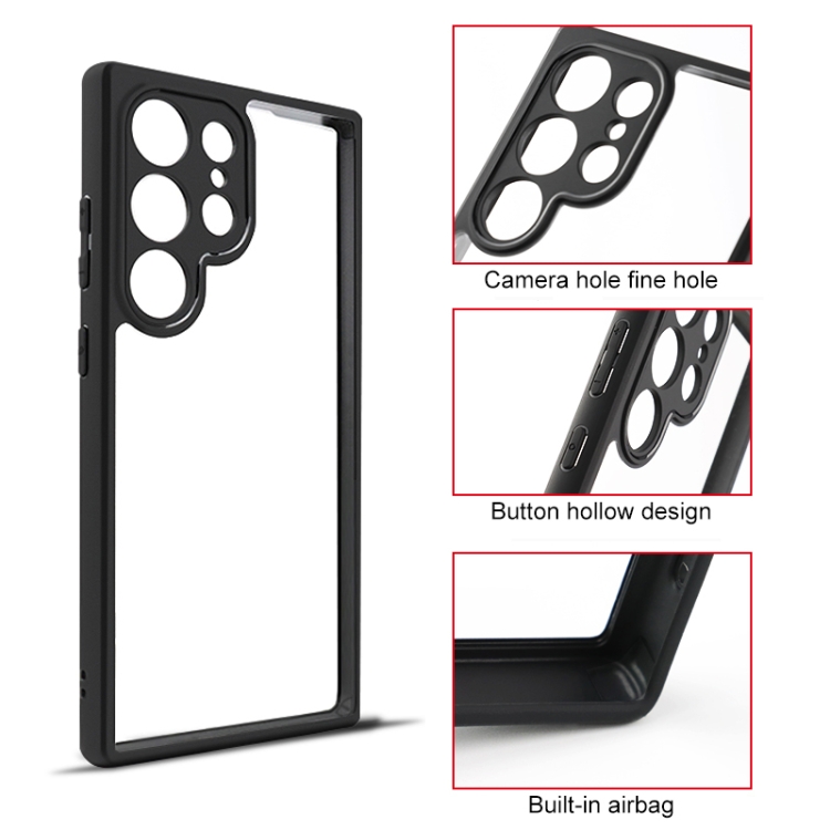 For Samsung Galaxy S24 Ultra 5G Frosted TPU + Transparent PC Phone Case(Black)