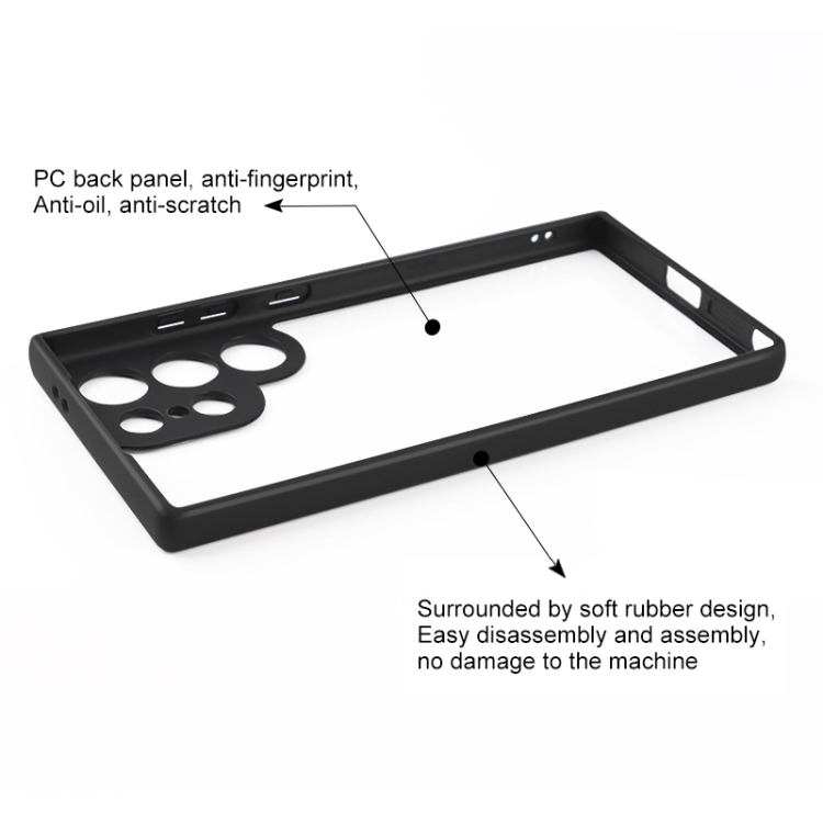 For Samsung Galaxy S24 Ultra 5G Frosted TPU + Transparent PC Phone Case(Black)