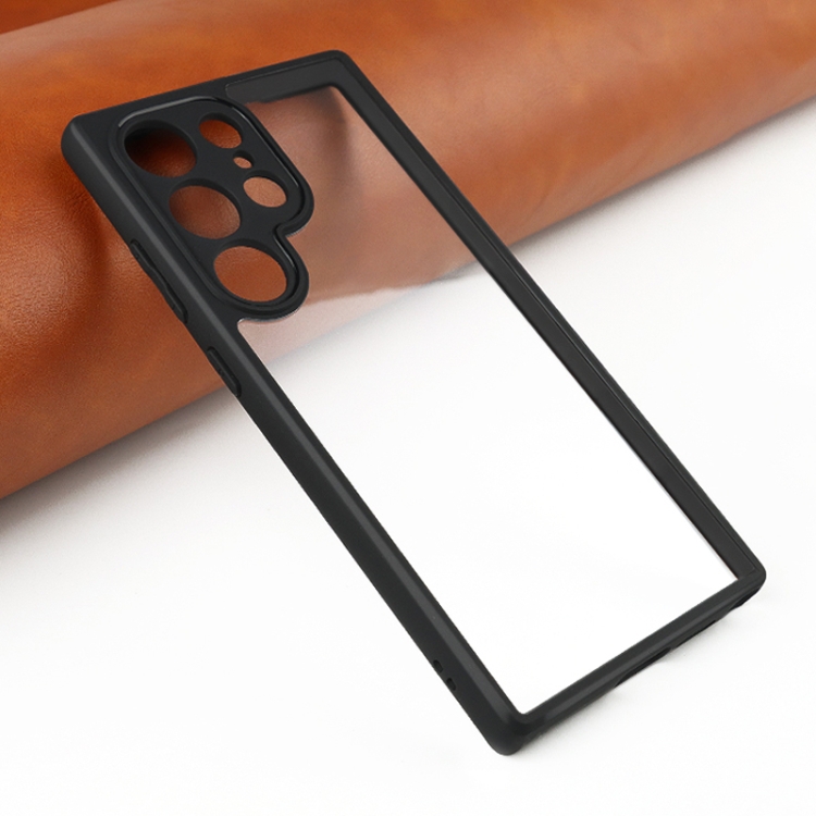 For Samsung Galaxy S24 Ultra 5G Frosted TPU + Transparent PC Phone Case(Black)