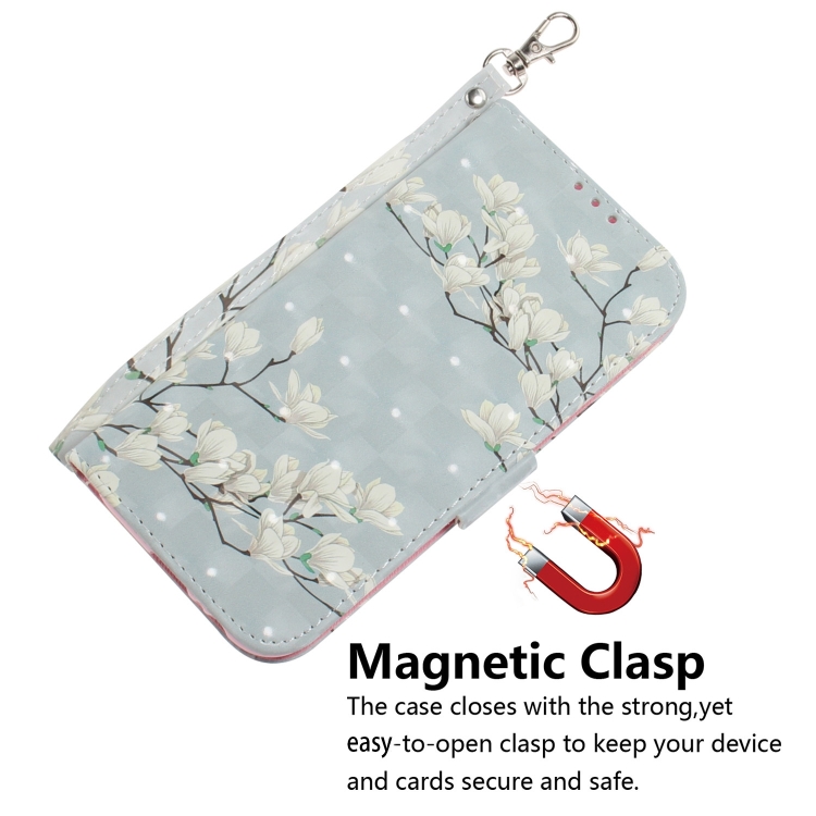 For iPhone 15 3D Colored Horizontal Flip Leather Phone Case(Magnolia) For iPhone 15 3D Colored Horizontal Flip Leather Phone Case(Magnolia)