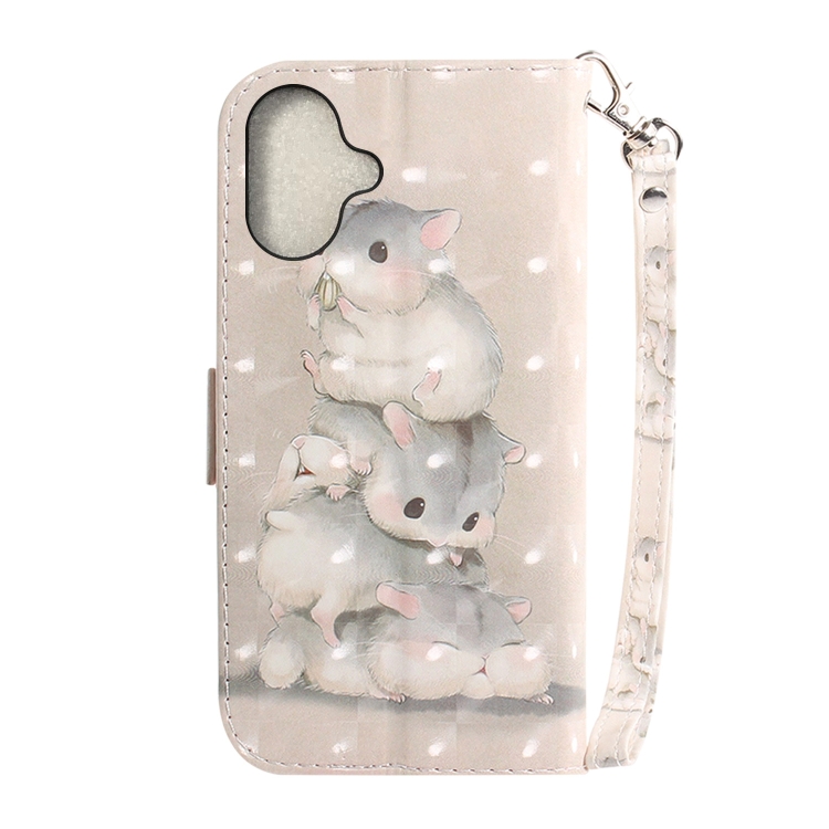 For iPhone 16 Plus 3D Colored Horizontal Flip Leather Phone Case(Squirrels) For iPhone 16 Plus 3D Colored Horizontal Flip Leather Phone Case(Squirrels)