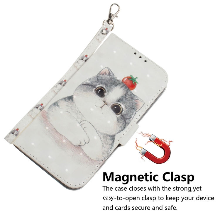 For iPhone 16 Pro Max 3D Colored Horizontal Flip Leather Phone Case(Cute Cat)