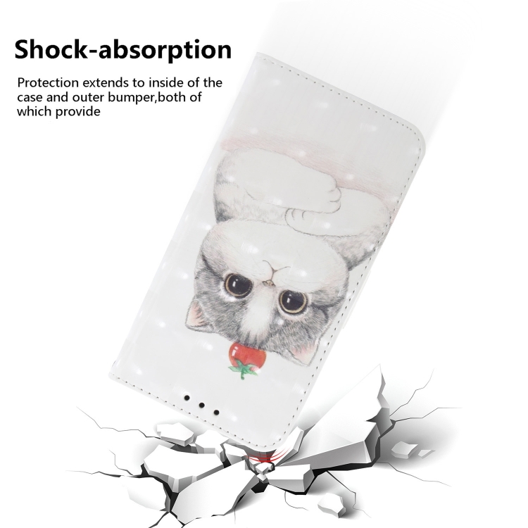 For iPhone 16 Pro Max 3D Colored Horizontal Flip Leather Phone Case(Cute Cat)