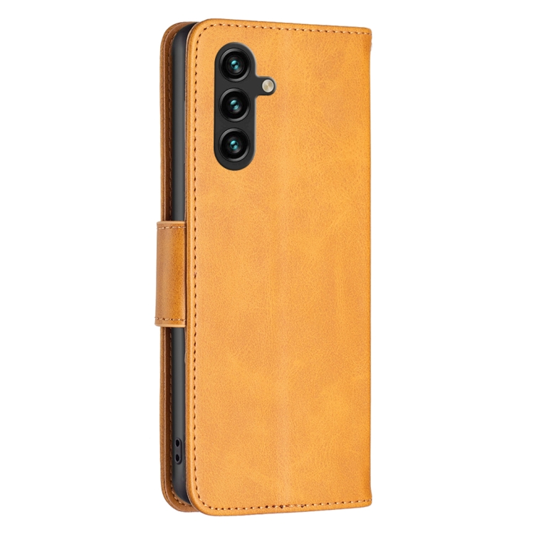 For Samsung Galaxy A15 Lambskin Texture Pure Color Flip Leather Phone Case(Yellow) For Samsung Galaxy A15 Lambskin Texture Pure Color Flip Leather Phone Case(Yellow)