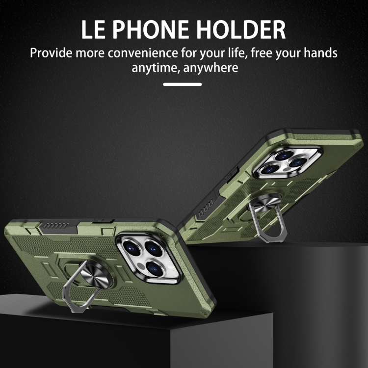 For iPhone 15 Pro Ring Holder Armor Hybrid Phone Case(Green) For iPhone 15 Pro Ring Holder Armor Hybrid Phone Case(Green)