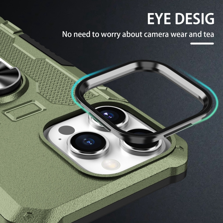 For iPhone 15 Pro Ring Holder Armor Hybrid Phone Case(Green) For iPhone 15 Pro Ring Holder Armor Hybrid Phone Case(Green)