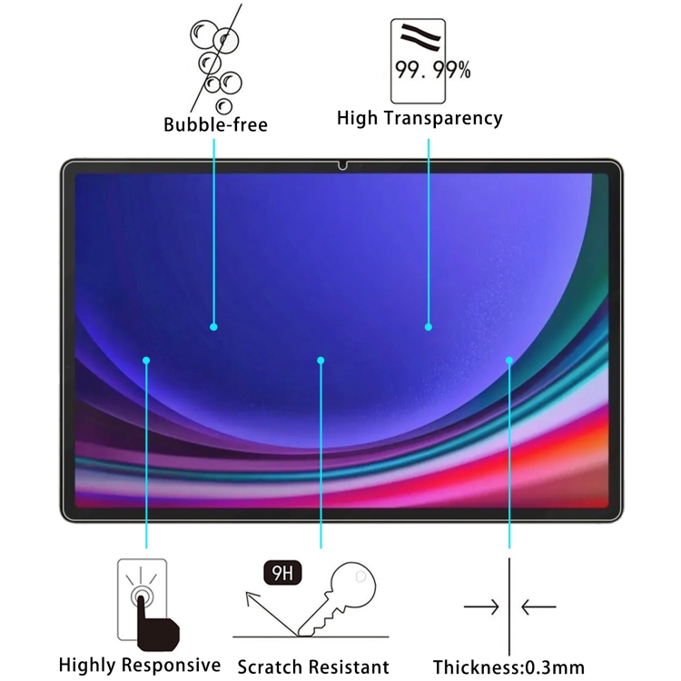 For Samsung Galaxy Tab S10+ 12.4 9H 0.3mm Explosion-proof Tempered Glass Film For Samsung Galaxy Tab S10+ 12.4 9H 0.3mm Explosion-proof Tempered Glass Film