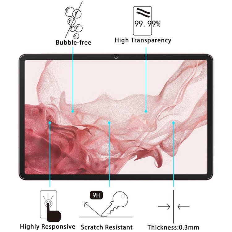 Para Samsung Galaxy Tab S9 Plus 2pcs 9H 0.3mm Película de vidrio templado a prueba de explosiones - 2
