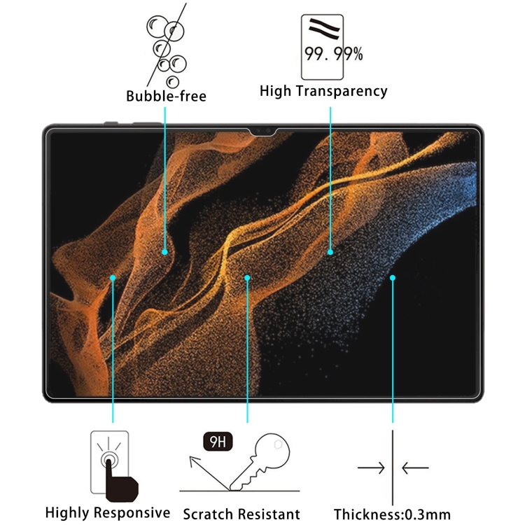 Para Samsung Galaxy Tab S9 Ultra 2pcs 9H 0.3mm Película de vidrio templado a prueba de explosiones - 2
