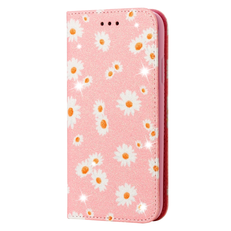 For iPhone SE 2022 / SE 2020 / 8 / 7 Glittering Daisy Magnetic Horizontal Flip Leather Case with Holder & Card Slots & Photo Frame(Pink) For iPhone SE 2022 / SE 2020 / 8 / 7 Glittering Daisy Magnetic Horizontal Flip Leather Case with Holder & Card Slots & Photo Frame(Pink)