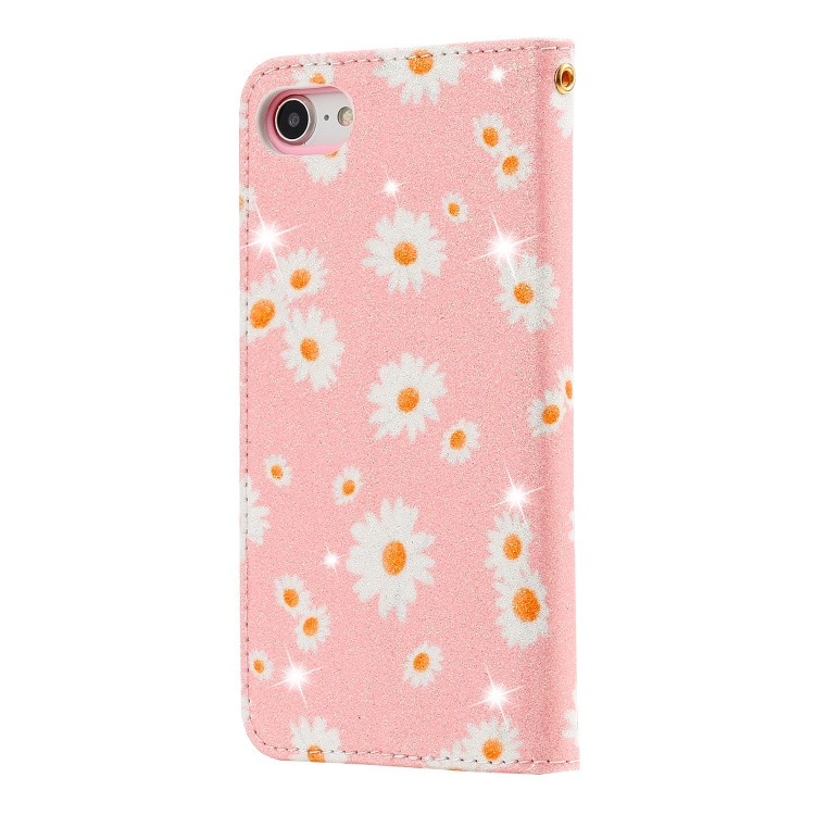 For iPhone SE 2022 / SE 2020 / 8 / 7 Glittering Daisy Magnetic Horizontal Flip Leather Case with Holder & Card Slots & Photo Frame(Pink) For iPhone SE 2022 / SE 2020 / 8 / 7 Glittering Daisy Magnetic Horizontal Flip Leather Case with Holder & Card Slots & Photo Frame(Pink)