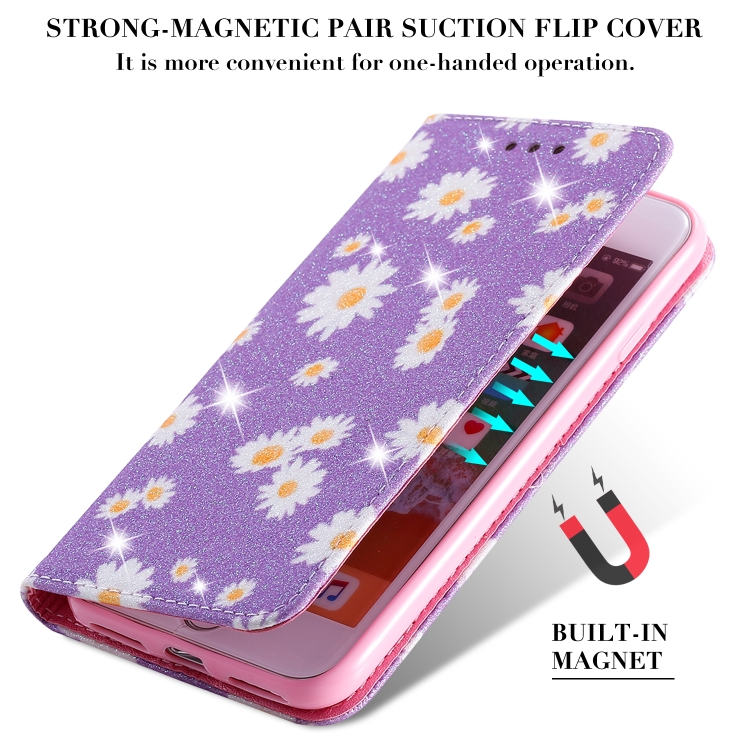 For iPhone SE 2022 / SE 2020 / 8 / 7 Glittering Daisy Magnetic Horizontal Flip Leather Case with Holder & Card Slots & Photo Frame(Pink) For iPhone SE 2022 / SE 2020 / 8 / 7 Glittering Daisy Magnetic Horizontal Flip Leather Case with Holder & Card Slots & Photo Frame(Pink)