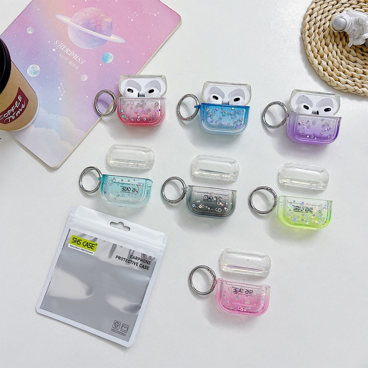 For AirPods Pro Transparent Glitter Bluetooth Earphone Protective Case(Green) For AirPods Pro Transparent Glitter Bluetooth Earphone Protective Case(Green)