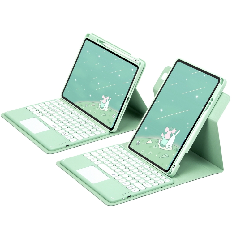 For iPad 10th Gen 10.9 2022 Round Button 360 Degree Rotatable Bluetooth Keyboard Leather Case with Touchpad(Mint Green) For iPad 10th Gen 10.9 2022 Round Button 360 Degree Rotatable Bluetooth Keyboard Leather Case with Touchpad(Mint Green)