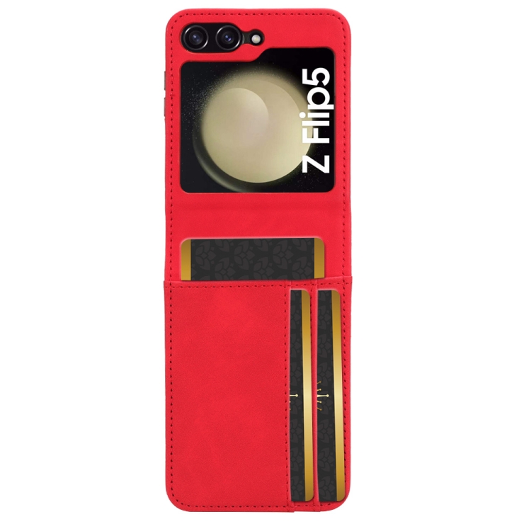 For Samsung Galaxy Z Flip5 5G Skin-feeling Half-split External Card Slot Folding Phone Case(Red) For Samsung Galaxy Z Flip5 5G Skin-feeling Half-split External Card Slot Folding Phone Case(Red)