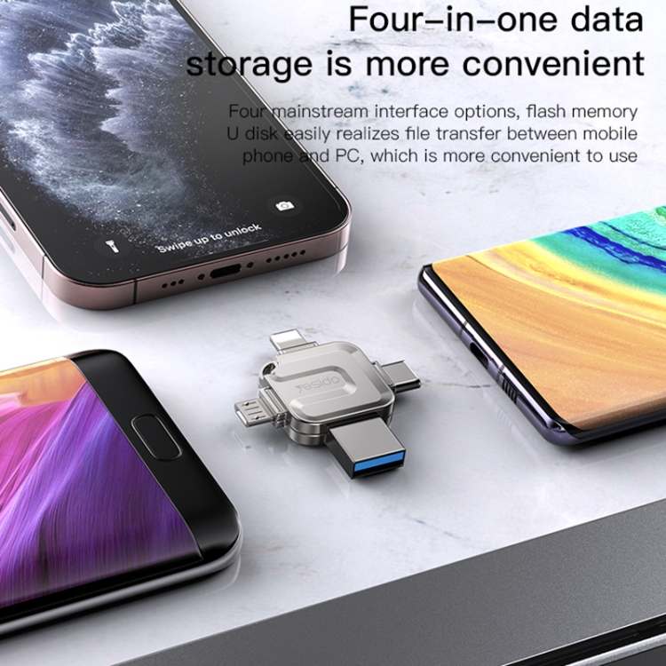 32GB Yesido FL15 USB + 8 Pin + Mirco USB + Type-C 4 in 1 USB Flash Drive with OTG Function 32GB Yesido FL15 USB + 8 Pin + Mirco USB + Type-C 4 in 1 USB Flash Drive with OTG Function