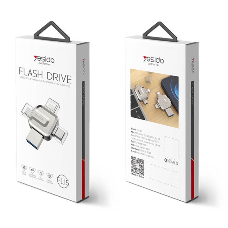 32GB Yesido FL15 USB + 8 Pin + Mirco USB + Type-C 4 in 1 USB Flash Drive with OTG Function 32GB Yesido FL15 USB + 8 Pin + Mirco USB + Type-C 4 in 1 USB Flash Drive with OTG Function