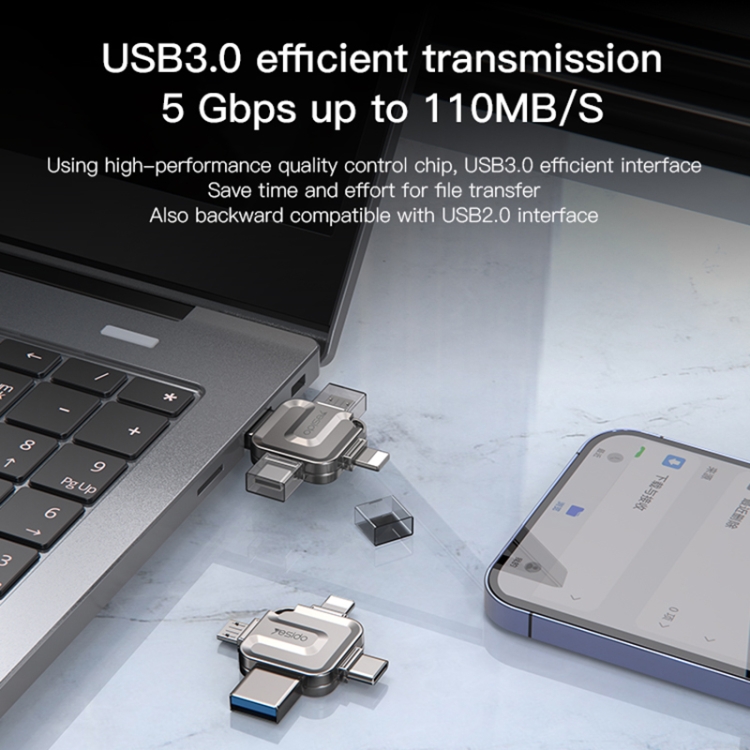 256GB Yesido FL15 USB + 8 Pin + Mirco USB + Type-C 4 in 1 USB Flash Drive with OTG Function - 4