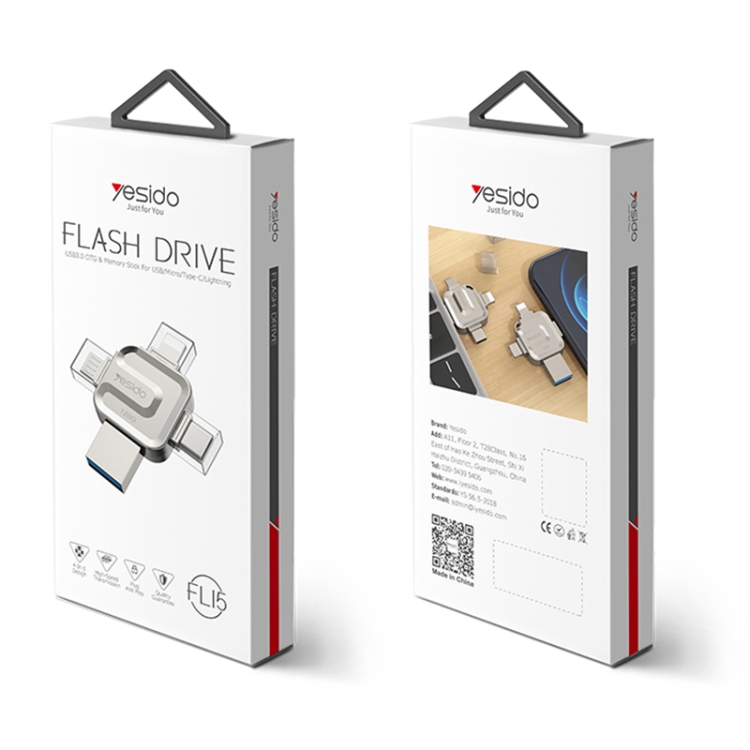 256GB Yesido FL15 USB + 8 Pin + Mirco USB + Type-C 4 in 1 USB Flash Drive with OTG Function - 6