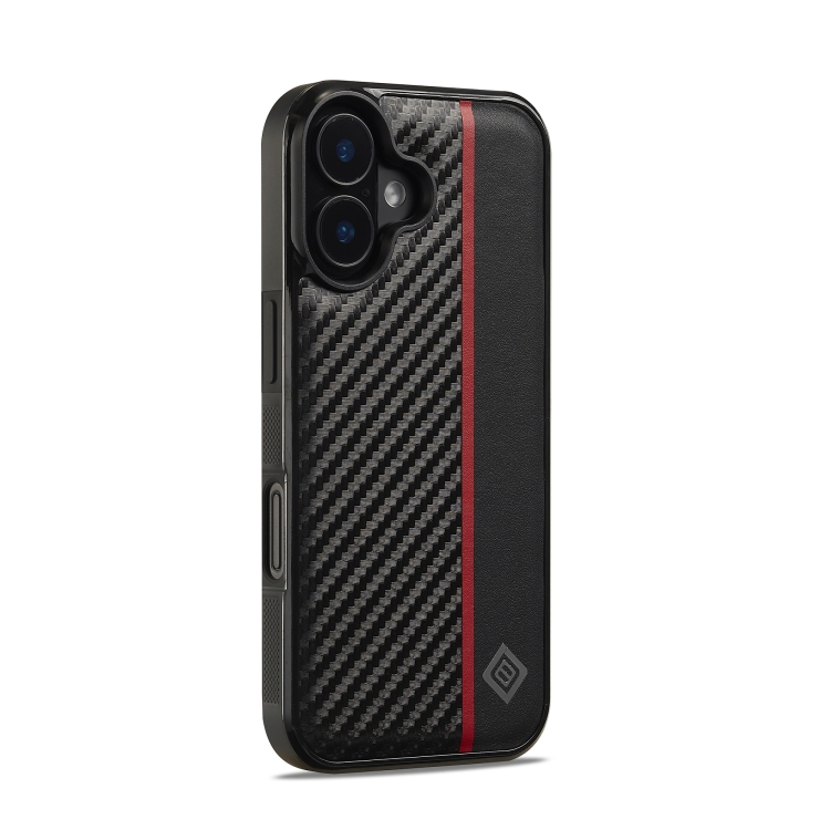 For iPhone 16 LC.IMEEKE 3 in 1 Carbon Fiber Texture Shockproof Phone Case(Black) For iPhone 16 LC.IMEEKE 3 in 1 Carbon Fiber Texture Shockproof Phone Case(Black)