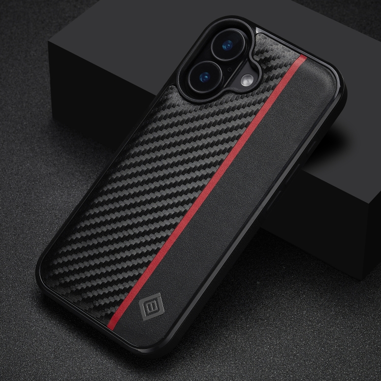 For iPhone 16 LC.IMEEKE 3 in 1 Carbon Fiber Texture Shockproof Phone Case(Black) For iPhone 16 LC.IMEEKE 3 in 1 Carbon Fiber Texture Shockproof Phone Case(Black)