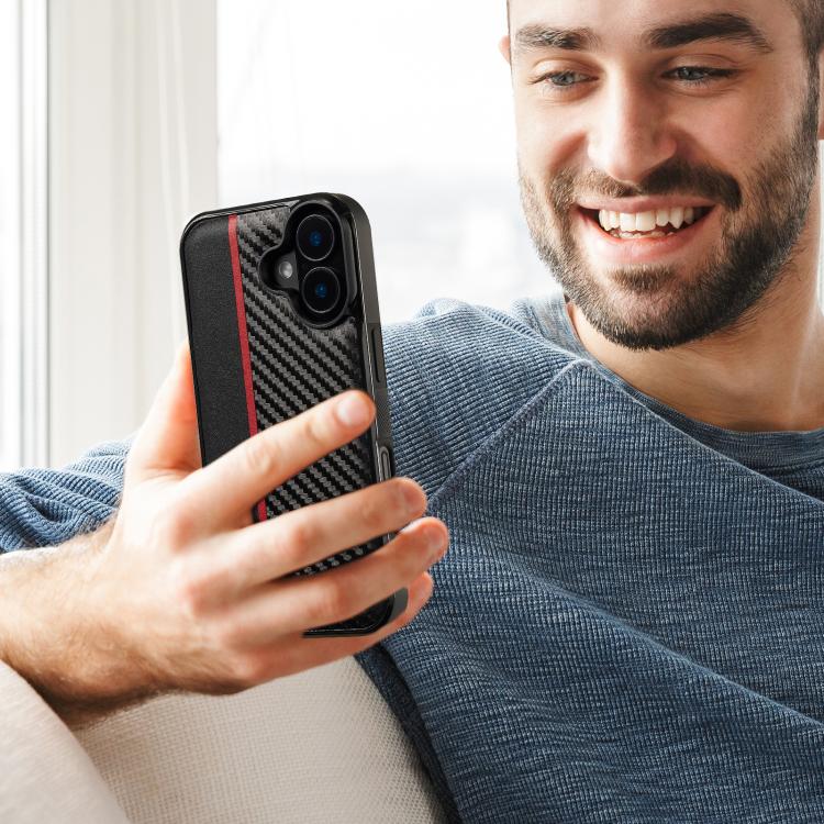 For iPhone 17 LC.IMEEKE 3 in 1 Carbon Fiber Texture Shockproof Phone Case(Black)