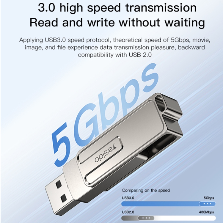 64GB Yesido FL16 USB+8 Pin 2 in 1 USB Flash Drive with OTG Function 64GB Yesido FL16 USB+8 Pin 2 in 1 USB Flash Drive with OTG Function
