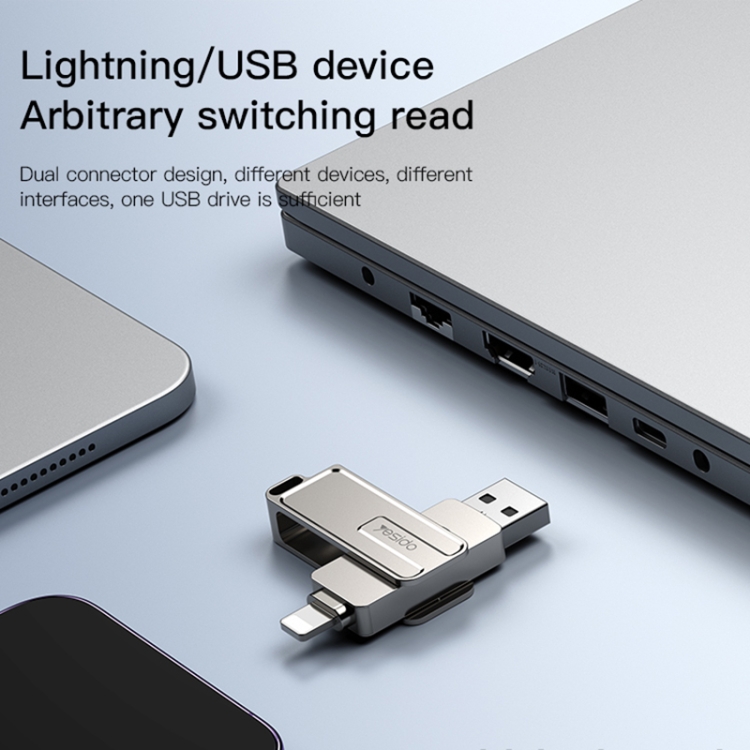 64GB Yesido FL16 USB+8 Pin 2 in 1 USB Flash Drive with OTG Function 64GB Yesido FL16 USB+8 Pin 2 in 1 USB Flash Drive with OTG Function
