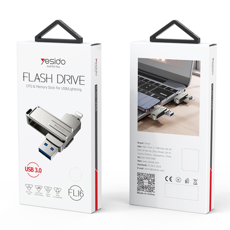 64GB Yesido FL16 USB+8 Pin 2 in 1 USB Flash Drive with OTG Function 64GB Yesido FL16 USB+8 Pin 2 in 1 USB Flash Drive with OTG Function
