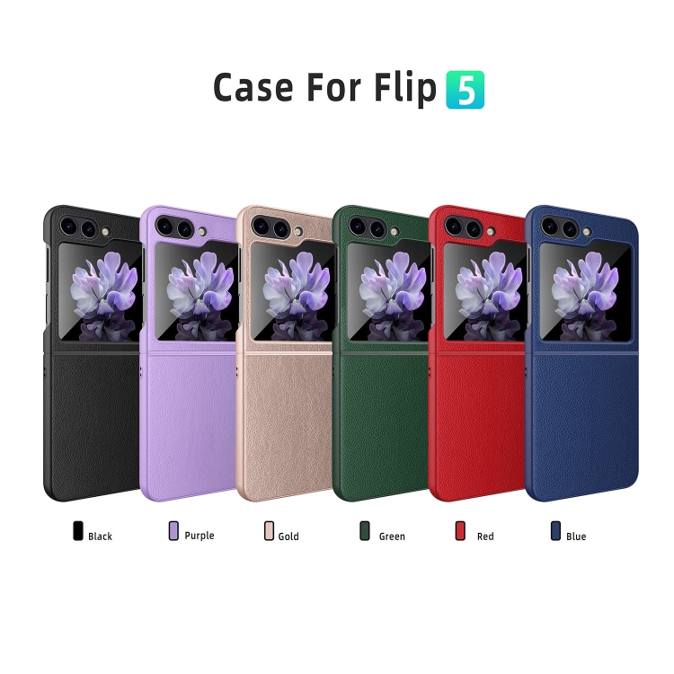 For Samsung Galaxy Z Flip5 Anti-slip Strip Ultra-thin Folding Litchi Texture PC Phone Case(Black) For Samsung Galaxy Z Flip5 Anti-slip Strip Ultra-thin Folding Litchi Texture PC Phone Case(Black)