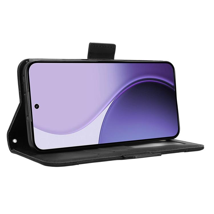 For OPPO Reno14 5G Global Skin Feel Calf Texture Card Slots Leather Phone Case(Black)