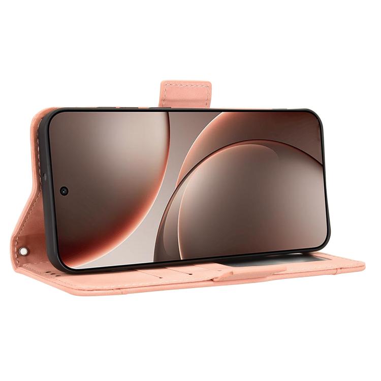 For OPPO Find X9 Skin Feel Calf Texture Card Slots Leather Phone Case(Pink)